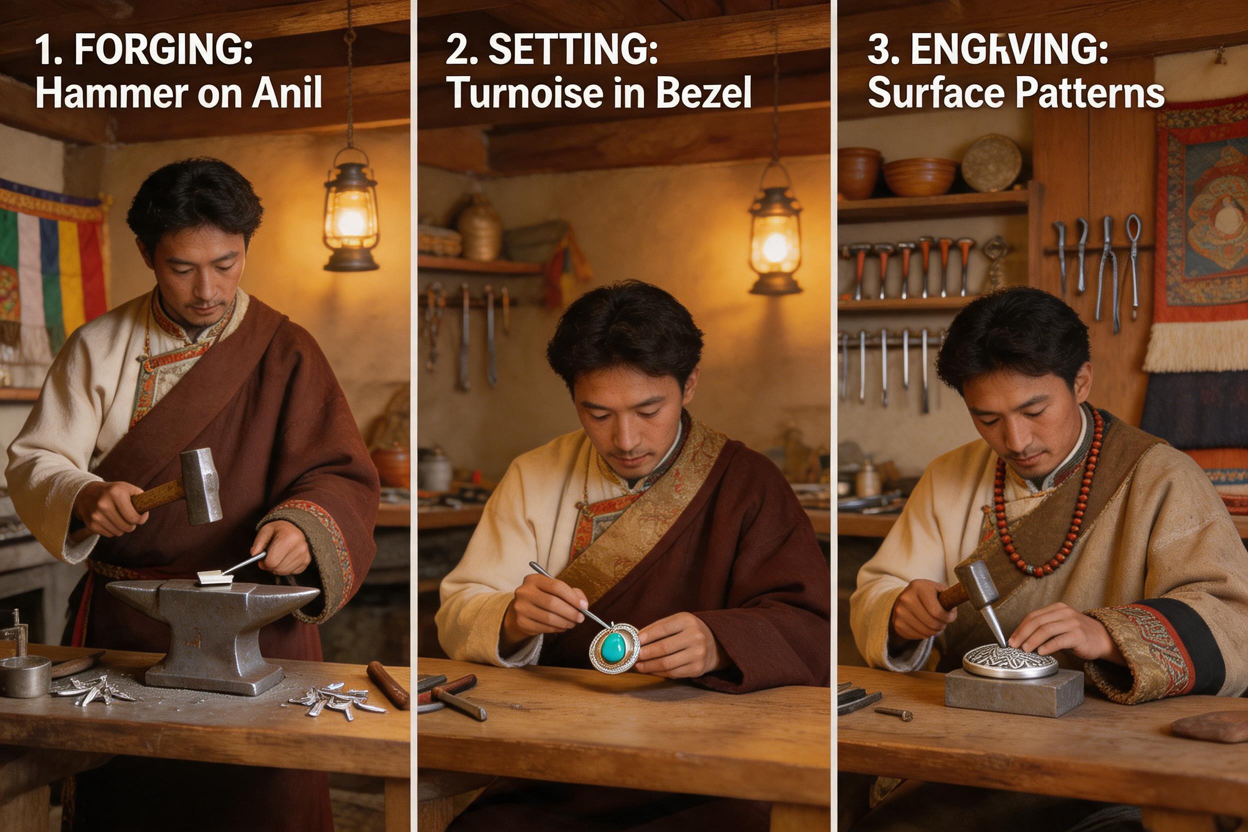 藏式配饰手工锻造与镶嵌工艺过程